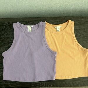 Set of 2 H&M Light Purple and Light Orange Crop Tank Tops